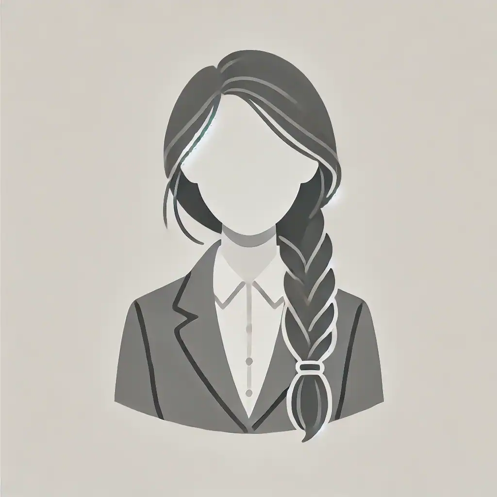 Illustration einer Frau mit geflochtenem Haar, symbolisiert Professionalität.